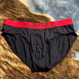 ExOfficio Men's Black Briefs, size Medium.